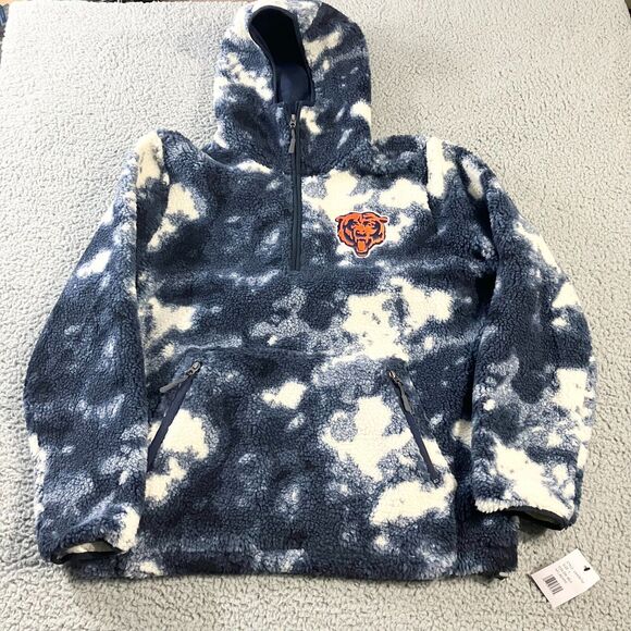 G III Chicago Bears Sweater Womens Large Pullover Logo Sherpa Oversize Half‎ Zip - Picture 1 of 7